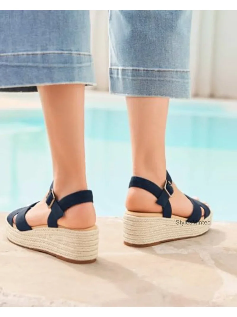 Women's Espadrille Wedge Platform Sandals, Open Toe Ankle Strap Summer Shoes